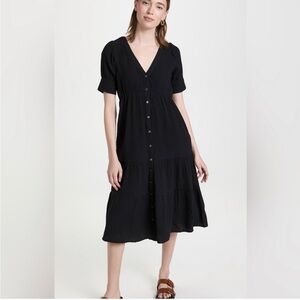 Madewell Waffle Button Front Tiered Midi Dress